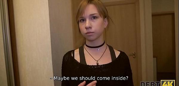 DEBT4k. Red-haired miss allows collector to screw her to forget debts